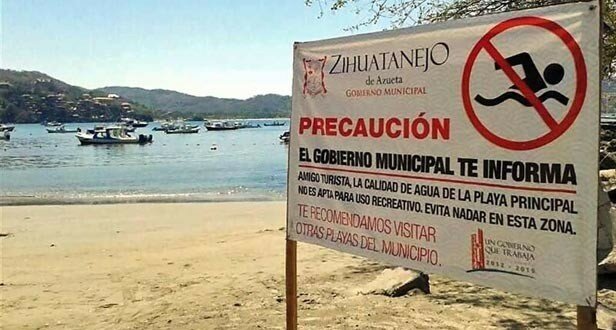 Cierran playa contaminada en Zihuatanejo